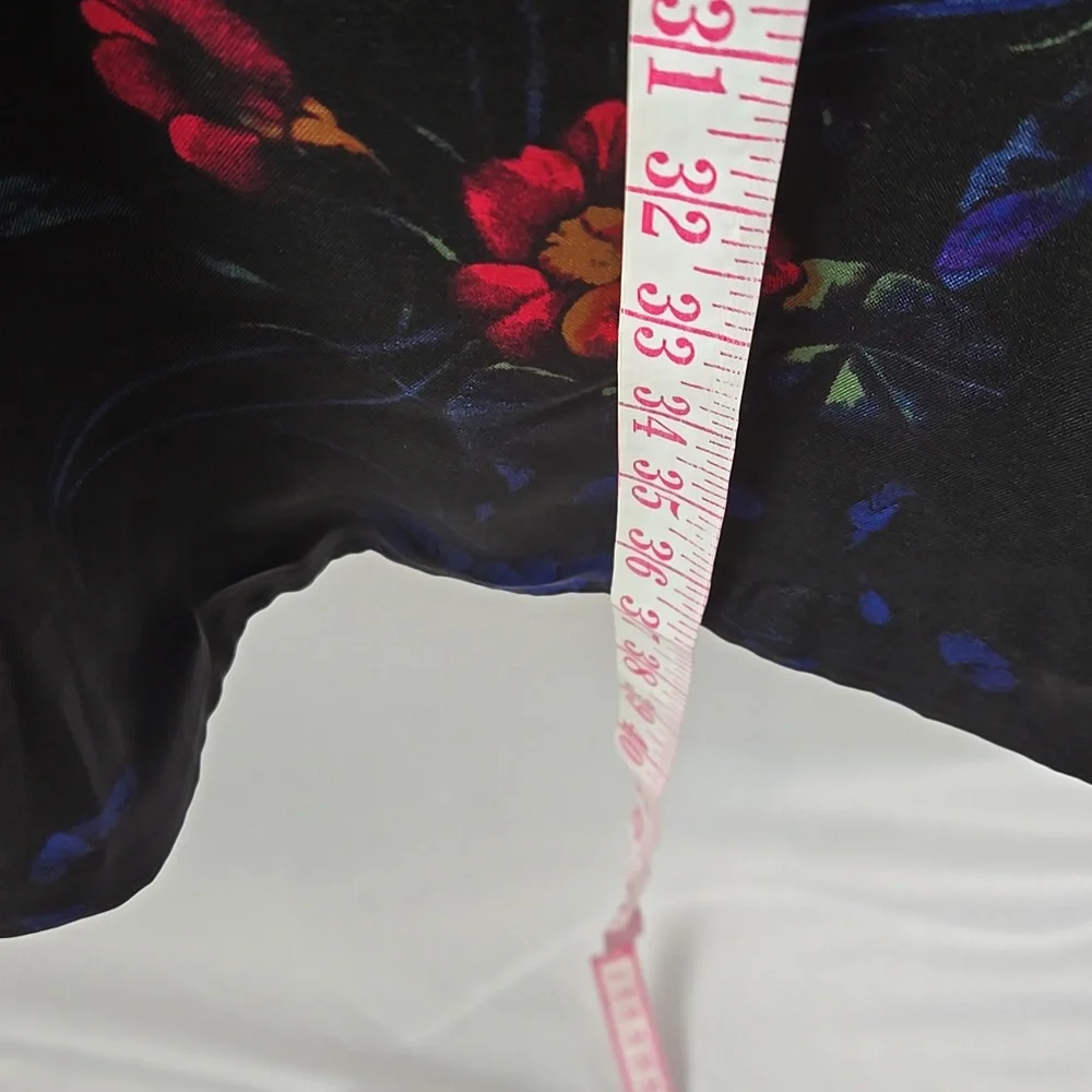 I.N.C. International Concepts Black Floral Print Faux-Wrap Long Sleeve Dress L - Picture 10 of 12